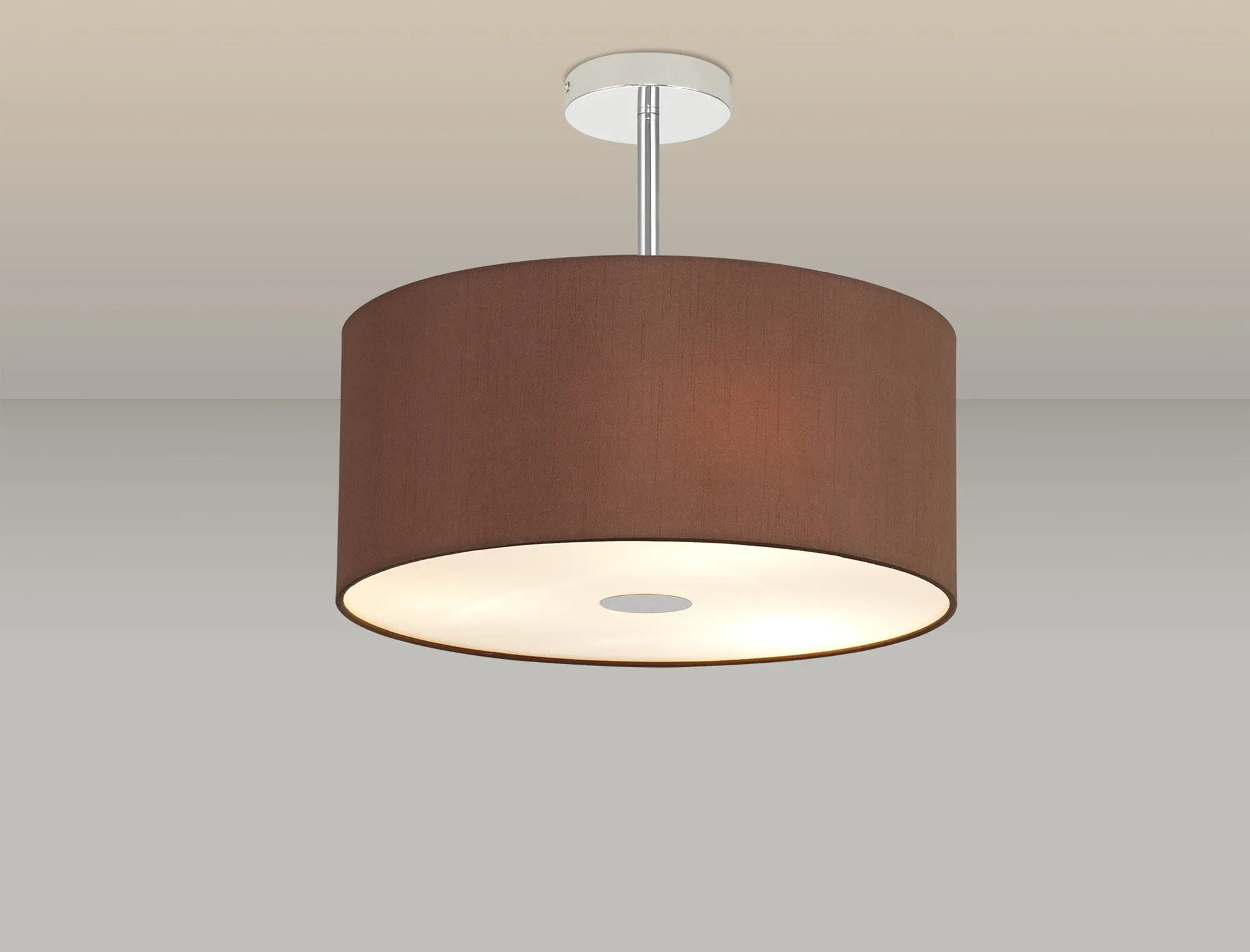 Baymont 40cm Semi Flush 3 Light Polished Chrome, Raw Cocoa/Grecian Bronze, Frosted Diffuser DK0322  Deco Baymont CH RC